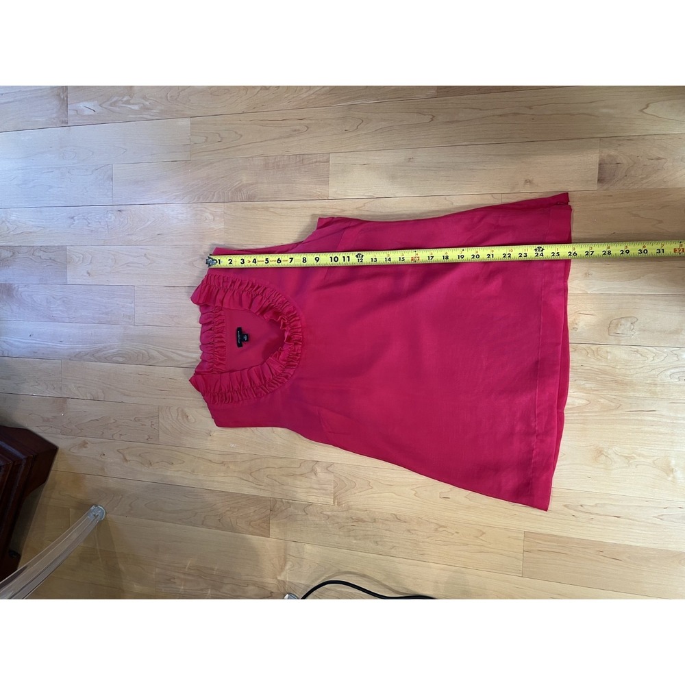 Ann Taylor sleeveless top ruffled neck silk/cotton blend fully lined bright pink - Picture 7 of 8
